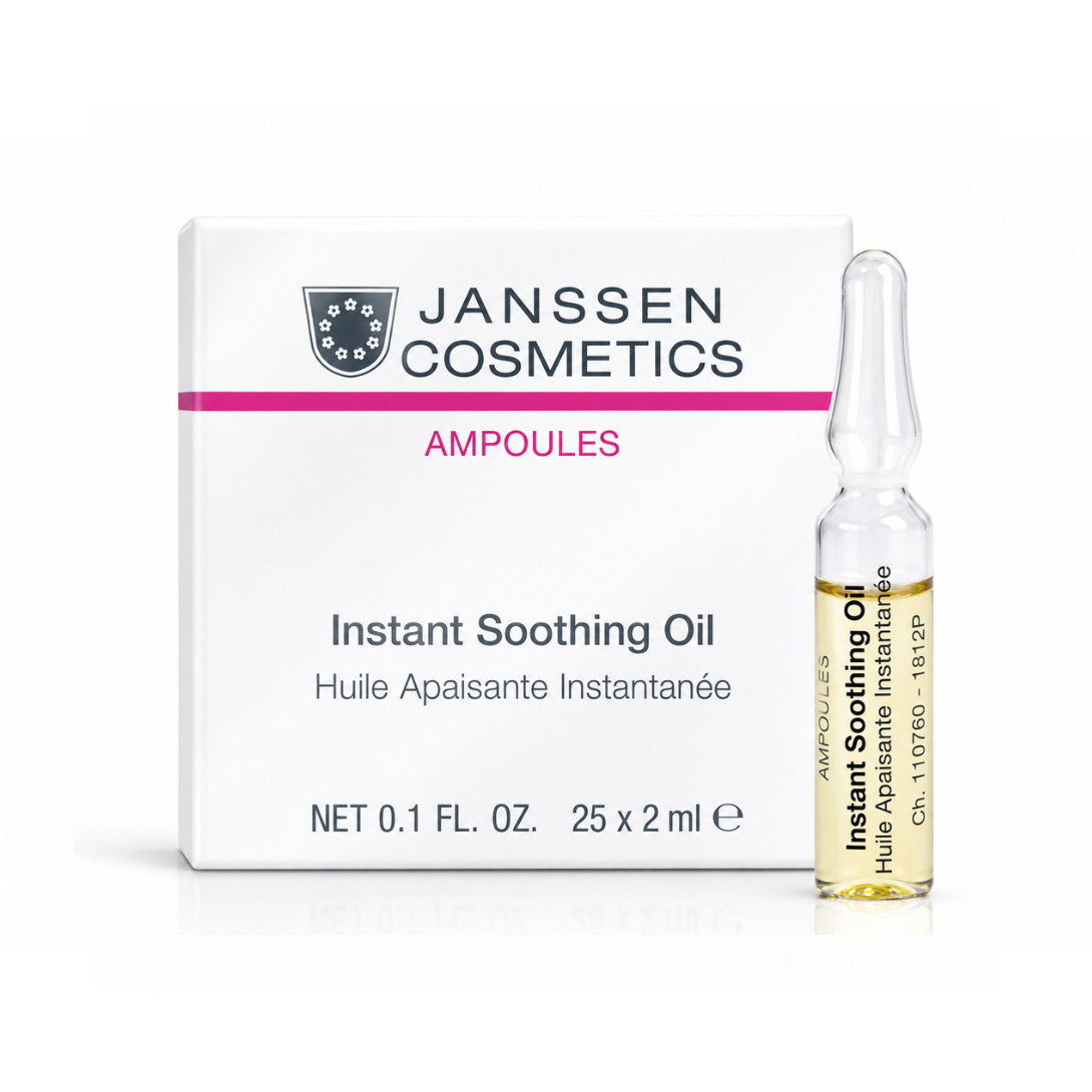 Janssen Cosmetics Instant Soothing Oil Ampoules product packaging on a white background.