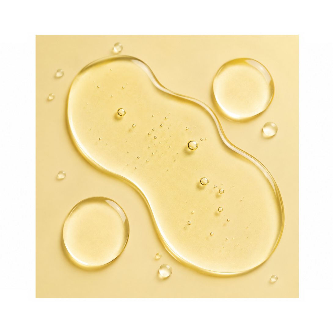 Texture of Janssen Cosmetics Instant Soothing Oil Ampoules on a white background.