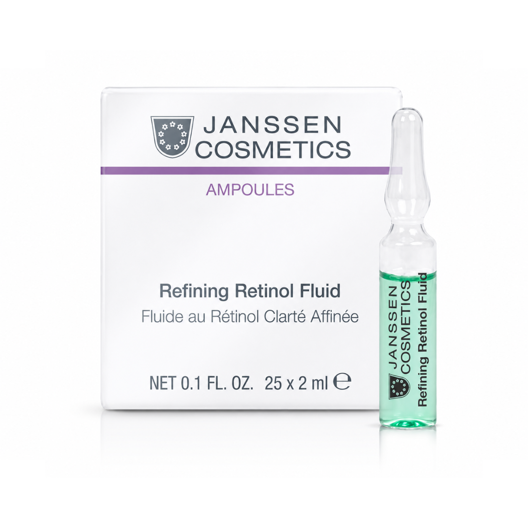 Janssen Cosmetics Refining Retinol Fluid Ampoules product packaging on a white background.